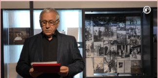 George Mihăiță citind un fragment din „Elogiul satului românesc”, discurs rostit de Lucian Blaga la 5 iunie 1937, la Academia Română